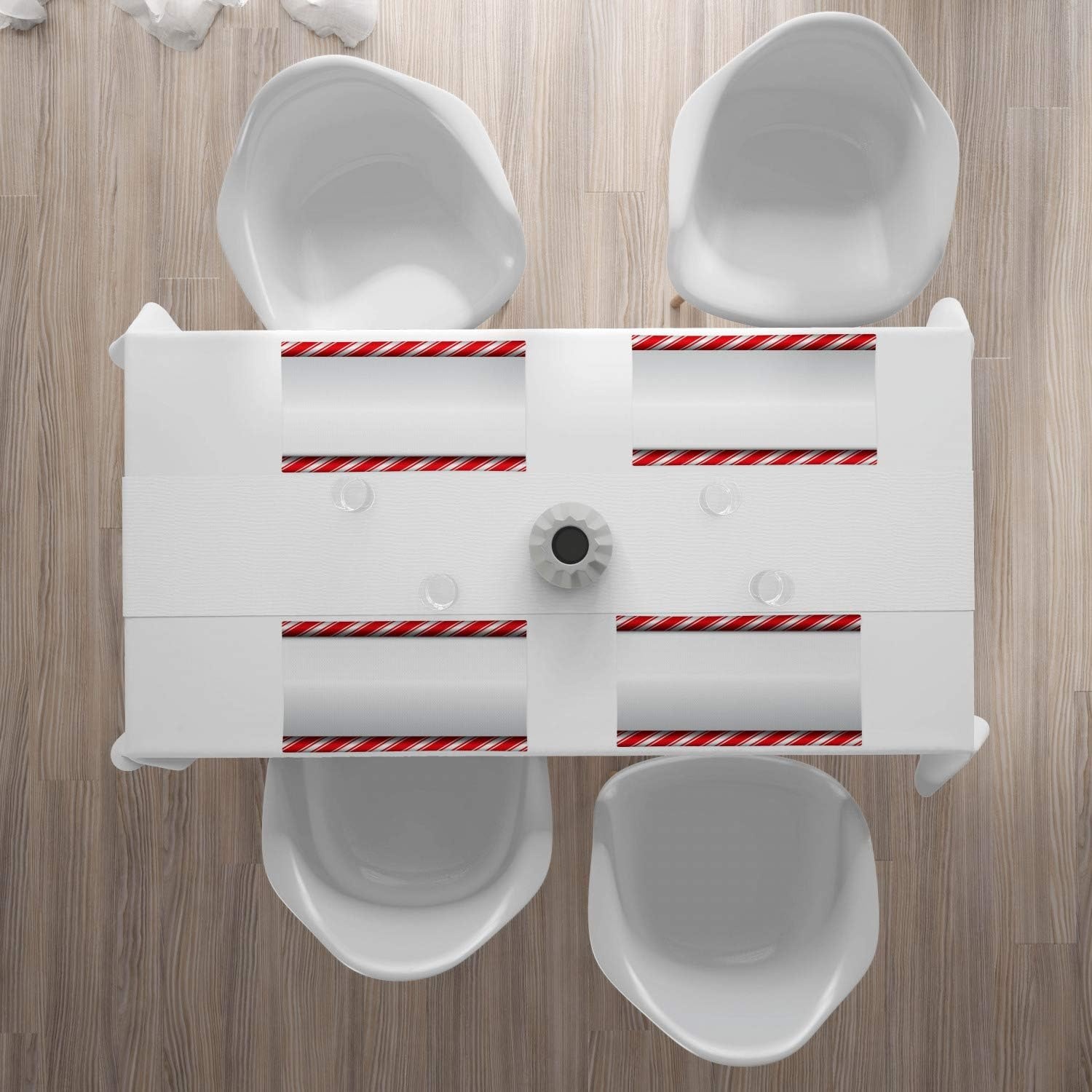 image:imageAmbesonne Candy Cane Place Mats Set of 4 Horizontal Borders Frame with Red and White Sweetie Pattern in Abstract Style Washable Fabric Placemats for Dining Room Kitchen Table Decor Red White