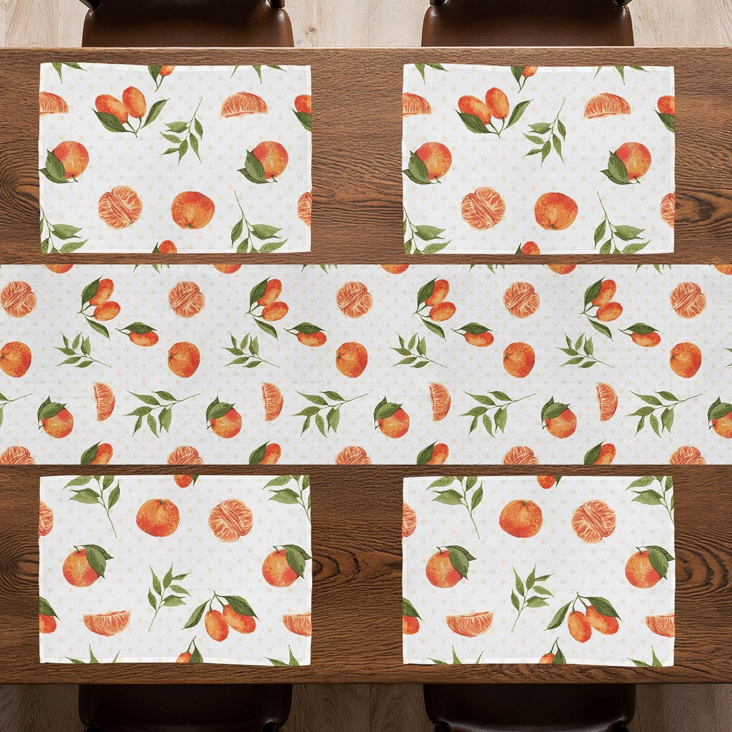 image:imageAmbesonne Leaf Table Runner amp Placemats Tropical Jungle Palm Tree Banana Leaves Frangipani Heliconia on Dark Blue Background Set for Dining Table Decor Placemat 4 pcs Runner 16x72 Blue TealBurnt Orange Fern Green