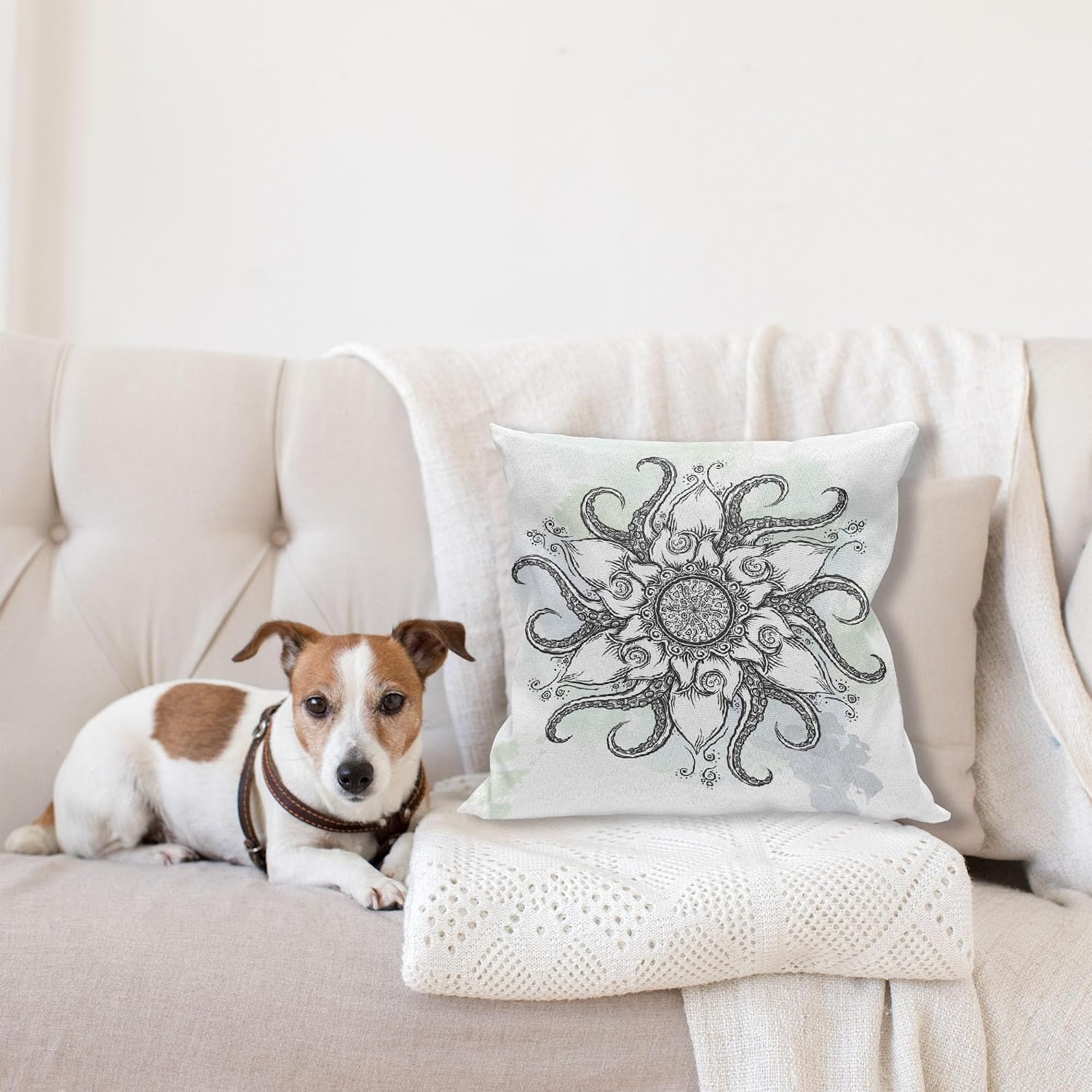 image:imageAmbesonne Mid Century Throw Pillow Cushion Cover RetroThemed Styled Round Edged Square Pattern in Old Earth Tones Decorative Square Accent Pillow Case 20 X 20 Yellow BrownGrey White