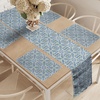 Ambesonne Leaf Table Runner & Placemats, Tropical Jungle Palm Tree Banana Leaves Frangipani Heliconia on Dark Blue Background, Set for Dining Table Decor, Placemat 4 pcs + Runner 16″x72″, Blue Teal(Royal Blue Orange)