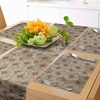Ambesonne Leaf Table Runner & Placemats, Tropical Jungle Palm Tree Banana Leaves Frangipani Heliconia on Dark Blue Background, Set for Dining Table Decor, Placemat 4 pcs + Runner 16″x72″, Blue Teal(Tan Orange Marigold)
