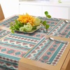 Ambesonne Leaf Table Runner & Placemats, Tropical Jungle Palm Tree Banana Leaves Frangipani Heliconia on Dark Blue Background, Set for Dining Table Decor, Placemat 4 pcs + Runner 16″x72″, Blue Teal(Peach Cream)