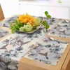 Ambesonne Leaf Table Runner & Placemats, Tropical Jungle Palm Tree Banana Leaves Frangipani Heliconia on Dark Blue Background, Set for Dining Table Decor, Placemat 4 pcs + Runner 16″x72″, Blue Teal(Teal Brown)