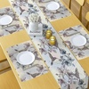 Ambesonne Leaf Table Runner & Placemats, Tropical Jungle Palm Tree Banana Leaves Frangipani Heliconia on Dark Blue Background, Set for Dining Table Decor, Placemat 4 pcs + Runner 16″x72″, Blue Teal(Teal Brown)