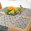 Ambesonne Leaf Table Runner & Placemats, Tropical Jungle Palm Tree Banana Leaves Frangipani Heliconia on Dark Blue Background, Set for Dining Table Decor, Placemat 4 pcs + Runner 16″x72″, Blue Teal(Green Blue Pink)