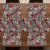 Ambesonne Leaf Table Runner & Placemats, Tropical Jungle Palm Tree Banana Leaves Frangipani Heliconia on Dark Blue Background, Set for Dining Table Decor, Placemat 4 pcs + Runner 16″x72″, Blue Teal(Beige Grey)