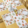 Ambesonne Leaf Table Runner & Placemats, Tropical Jungle Palm Tree Banana Leaves Frangipani Heliconia on Dark Blue Background, Set for Dining Table Decor, Placemat 4 pcs + Runner 16″x72″, Blue Teal(Burnt Orange Fern Green)