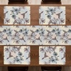 Ambesonne Leaf Table Runner & Placemats, Tropical Jungle Palm Tree Banana Leaves Frangipani Heliconia on Dark Blue Background, Set for Dining Table Decor, Placemat 4 pcs + Runner 16″x72″, Blue Teal(Teal Brown)