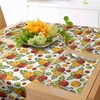 Ambesonne Leaf Table Runner & Placemats, Tropical Jungle Palm Tree Banana Leaves Frangipani Heliconia on Dark Blue Background, Set for Dining Table Decor, Placemat 4 pcs + Runner 16″x72″, Blue Teal(Burnt Sienna and Yellow)