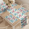 Ambesonne Leaf Table Runner & Placemats, Tropical Jungle Palm Tree Banana Leaves Frangipani Heliconia on Dark Blue Background, Set for Dining Table Decor, Placemat 4 pcs + Runner 16″x72″, Blue Teal(Blue Burgundy)