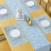 Ambesonne Leaf Table Runner & Placemats, Tropical Jungle Palm Tree Banana Leaves Frangipani Heliconia on Dark Blue Background, Set for Dining Table Decor, Placemat 4 pcs + Runner 16″x72″, Blue Teal(Blue White)
