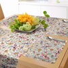 Ambesonne Leaf Table Runner & Placemats, Tropical Jungle Palm Tree Banana Leaves Frangipani Heliconia on Dark Blue Background, Set for Dining Table Decor, Placemat 4 pcs + Runner 16″x72″, Blue Teal(Red Cream)