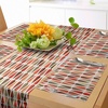 Ambesonne Leaf Table Runner & Placemats, Tropical Jungle Palm Tree Banana Leaves Frangipani Heliconia on Dark Blue Background, Set for Dining Table Decor, Placemat 4 pcs + Runner 16″x72″, Blue Teal(Orange Cream)