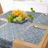 Ambesonne Leaf Table Runner & Placemats, Tropical Jungle Palm Tree Banana Leaves Frangipani Heliconia on Dark Blue Background, Set for Dining Table Decor, Placemat 4 pcs + Runner 16″x72″, Blue Teal(Royal Blue Orange)