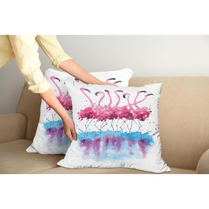 Ambesonne Animal Pillow Cushion Cover Pack of 2, Flamingos Love Birds Feather Romance Brushstroke Splash Watercolor Effect, Rectangle Decor Accent Pillow Case, 2 Pcs-36″ x 16″, Pink Blue Purple