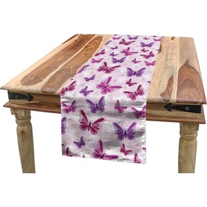 Ambesonne Butterfly Table Runner, Various Flying Butterflies Colors Hippie Style Print Design, Dining Room Kitchen Rectangular Runner, 16″ X 72″, Purple Pink(Purple Pink)