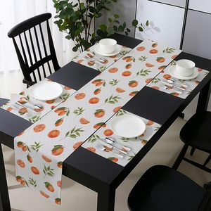 Ambesonne Leaf Table Runner & Placemats, Tropical Jungle Palm Tree Banana Leaves Frangipani Heliconia on Dark Blue Background, Set for Dining Table Decor, Placemat 4 pcs + Runner 16″x72″, Blue Teal(Burnt Orange Fern Green)